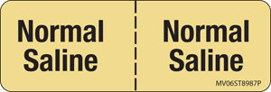 Label Paper Permanent Normal Saline |, 1" Core, 2 15/16" x 1", Tan, 333 per Roll