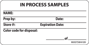 Label Paper Removable In Process Samples, 1" Core, 2 15/16" x 1", 1/2", White, 333 per Roll