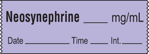 Anesthesia Tape with Date, Time & Initial (Removable) Neosynephrine mg/ml 1/2" x 500" - 333 Imprints - Violet - 500 Inches per Roll