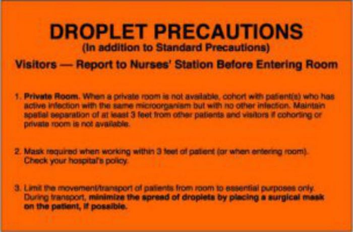 Label Paper Removable Droplet Precautions 8" x 5 1/4", Fl. Orange, 50 per Package