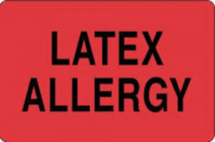 Label Paper Permanent Latex Allergy 4" x 2 5/8", Fl. Red, 500 per Roll