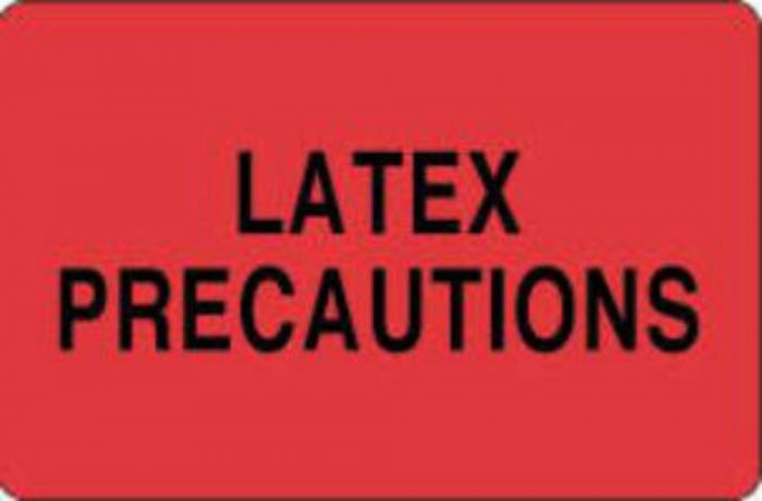 Label Paper Permanent Latex Precautions, 4" x 2 5/8", Fl. Red, 500 per Roll