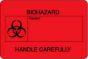 Hazard Label (Paper, Permanent) Biohazardhazard:  3"x2" Fluorescent Red - 500 Labels per Roll