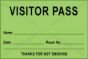 Visitor Pass Label Tamper-Evident Paper Permanent "Visitor Pass Name" 3" Core 3" x 2" Fl. Green, 1000 per Roll