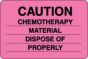 Label Paper Permanent Caution Chemotherapy  3"x2" Fl. Pink 500 per Roll