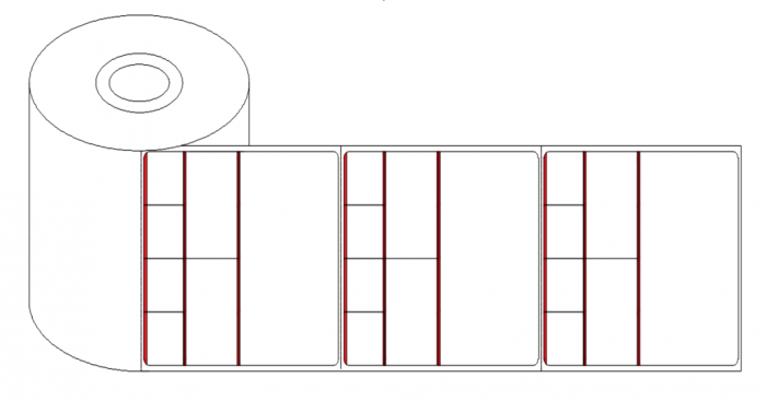 Direct Thermal Labels, Cerner Compatible, Paper, 1" Core, White with Red Border, 350 per Roll, 2 Rolls per Case