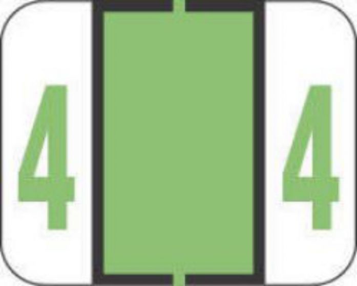 TAB® Compatible 1282 Color Code Label Numeric "4" 1-1/4" x 1" Light Green Permanent, 500 per Roll