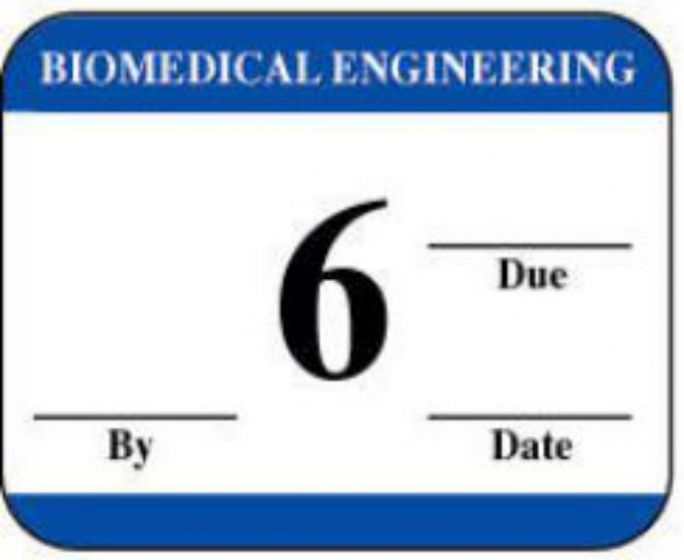 Label Synthetic Permanent Biomedical Engineering 1-1/4" x 1" White with Dark Blue, 1000 per Roll