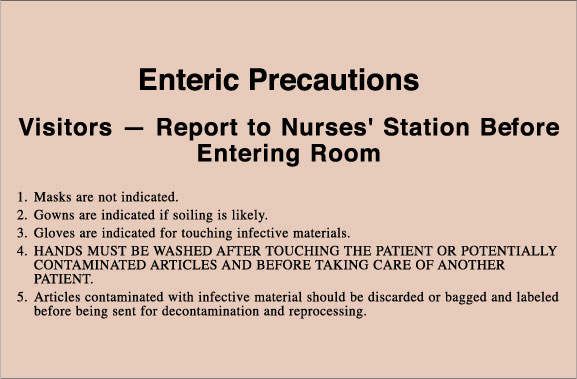 Label Paper Removable Enteric Precautions 8" x 5 1/4" , Tan, 50 per Package