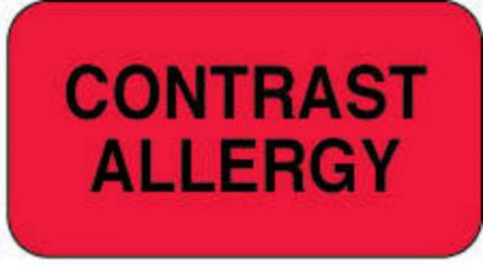 Label Paper Permanent Contrast Allergy  1 5/8"x7/8" Fl. Red 1000 per Roll