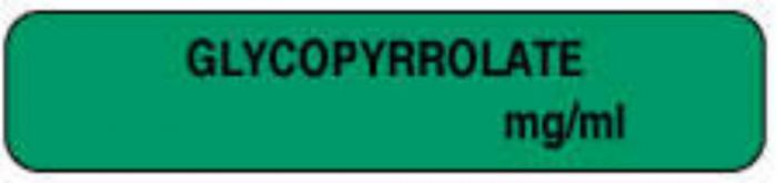 Anesthesia Label (Paper, Permanent) Glycopyrrolate 1 1/2" x 1/3" Dark Green - 1000 per Roll