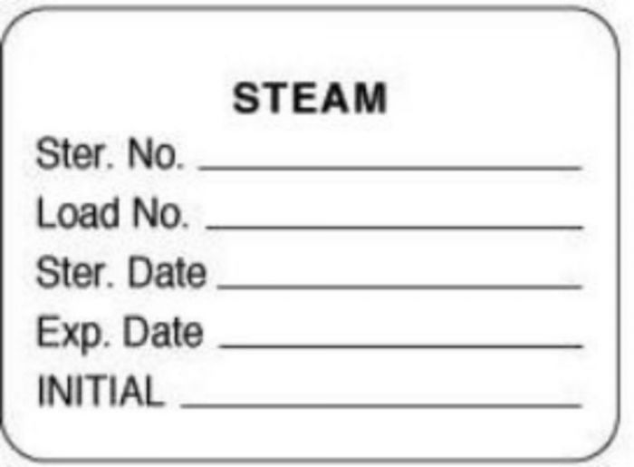 Label Paper Removable Steam Ster. No. 1 7/8" x 1", 3/8", White, 1000 per Roll