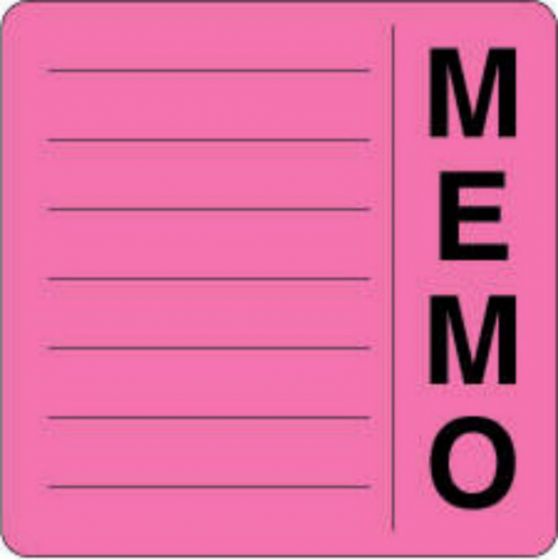 Label Paper Permanent Memo 2 1/2" x 2 1/2", Fl. Pink, 500 per Roll