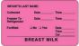 Label Paper Permanent Infants Last Name:, 3" x 1", 3/4", Fl. Pink, 500 per Roll