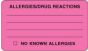 Label Paper Permanent Allergies/drug React  3"x1 3/4" Fl. Pink 500 per Roll