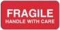 Label Paper Permanent Fragile Handle with  2"x1" Red 1000 per Roll