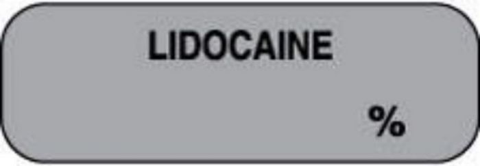 Anesthesia Label (Paper, Permanent) Lidocaine % 1 1/2" x 1/2" Gray - 1000 per Roll