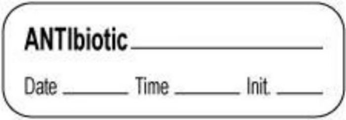 Anesthesia Label with Date, Time & Initial | Tall-Man Lettering (Paper, Permanent) Antibiotic mg/ml 1 1/2" x 1/2" White - 1000 per Roll