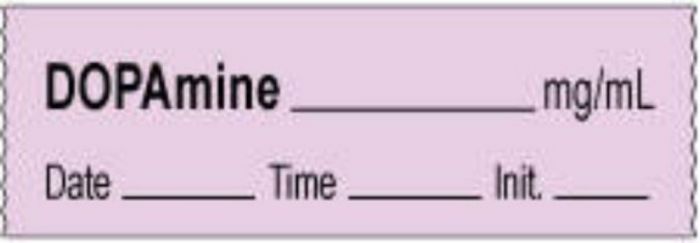 Anesthesia Tape with Date, Time & Initial | Tall-Man Lettering (Removable) Dopamine mg/ml 1/2" x 500" - 333 Imprints - Violet - 500 Inches per Roll