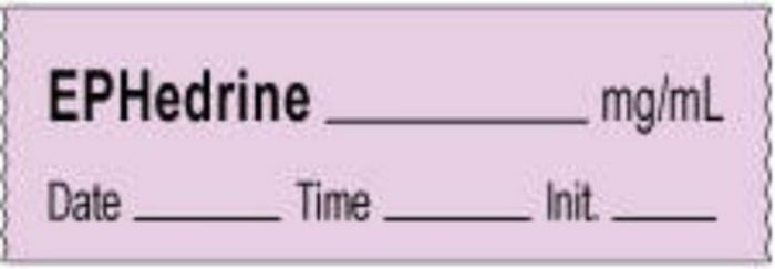 Anesthesia Tape with Date, Time & Initial | Tall-Man Lettering (Removable) Ephedrine mg/ml 1/2" x 500" - 333 Imprints - Violet - 500 Inches per Roll