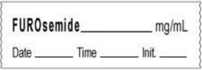 Anesthesia Tape with Date, Time & Initial | Tall-Man Lettering (Removable) Furosemide mg/ml 1/2" x 500" - 333 Imprints - White - 500 Inches per Roll