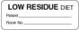 Label Paper Permanent Low Residue Diet 2 1/4" x 7/8", White, 1000 per Roll