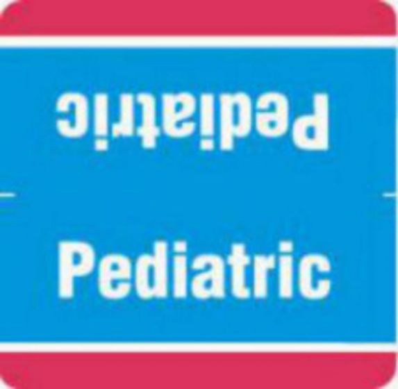 Label Wraparound Paper Permanent Pediatric 1-1/2" Core 1-7/8" X 1-7/8" Blue with Red, 1000 per Roll