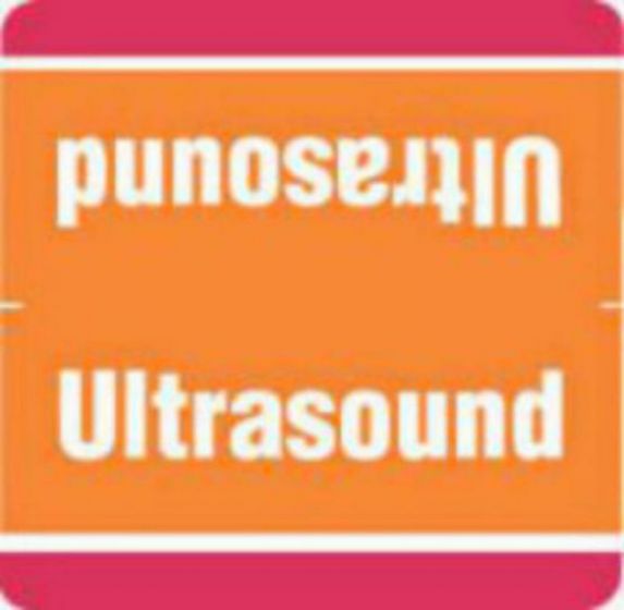 Label Wraparound Paper Permanent Ultrasound 1-7/8" X 1-7/8" Orange with Red, 1000 per Roll