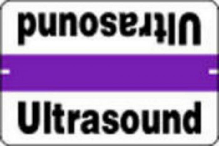 Label Wraparound Paper Permanent Ultrasound 1" Core 1-1/2" x 1" White with Purple, 1000 per Roll