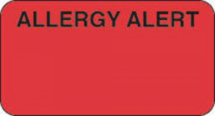 Label Paper Permanent Allergy Alert  1 5/8"x7/8" Fl. Red 1000 per Roll