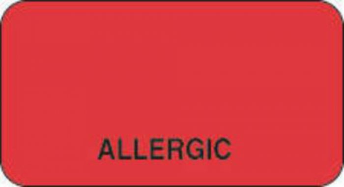 Label Paper Removable Allergic 1 5/8" x 7/8", Fl. Red, 1000 per Roll