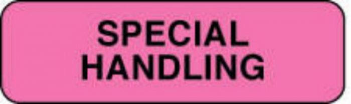 Label Paper Permanent Special Handling 1 1/4" x 3/8", Fl. Pink, 1000 per Roll