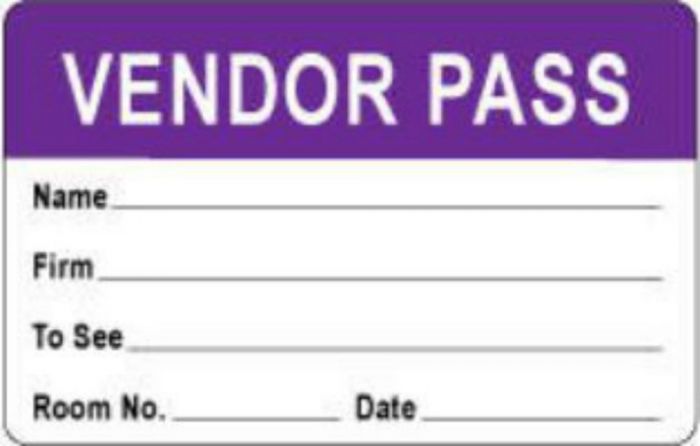 Visitor Pass Label Paper Removable "Representative Pass" 1" Core 2-3/4" x 1-3/4" Purple, 1000 per Roll