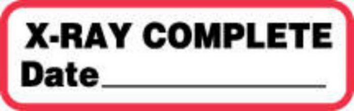 Label Paper Permanent X-Ray Complete 1 1/4" x 3/8", White with Red, 1000 per Roll