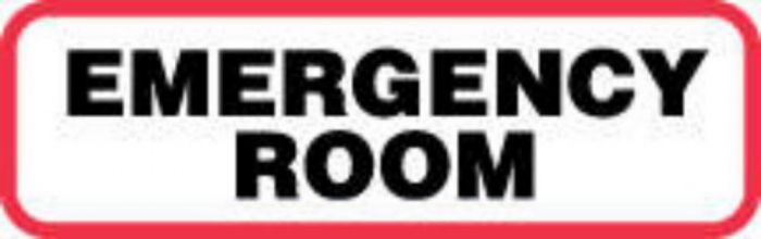 Label Paper Permanent Emergency Room  1 1/4"x3/8" White with Red 1000 per Roll