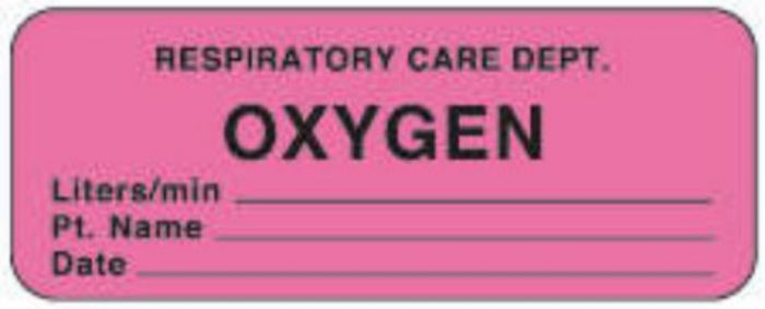 Label Paper Permanent Respiratory Care 2 1/4" x 7/8", Fl. Pink, 1000 per Roll