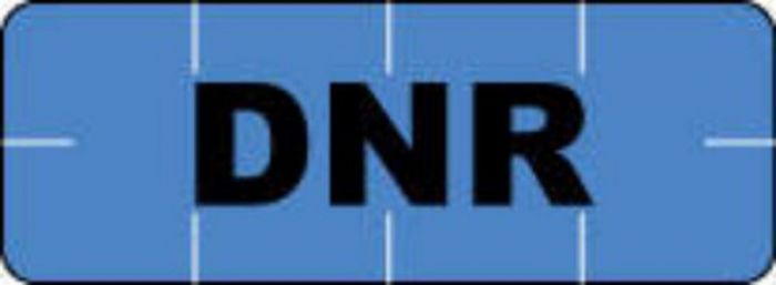 Alert Bands® Label Poly "DNR" Pre-printed, State Standardization 0.6875x1/4 Blue - 250 per Qty Based Roll