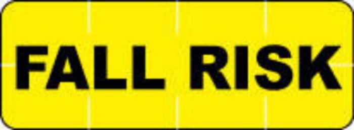 Alert Bands® Label Poly "Fall Risk" Pre-printed, State Standardization 0.6875  x1/4 Yellow - 250 per Qty Based Roll