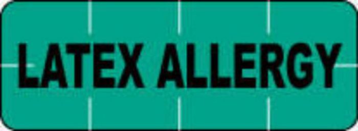 Alert Bands® Label Poly "Latex Allergy" Pre-printed, State Standardization 0.6875 x 1/4 Green - 250 per Qty Based Roll