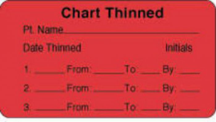 Label Paper Permanent Chart Thinned Pt.  3"x1 5/8" Fl. Red 1000 per Roll