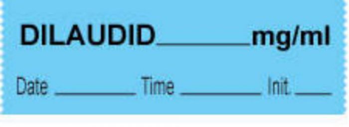 Anesthesia Tape with Date, Time & Initial (Removable) Dilaudid mg/ml 1/2" x 500" - 333 Imprints - Blue - 500 Inches per Roll