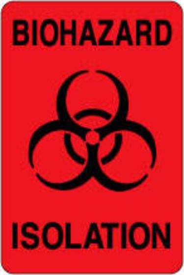 Hazard Label (Paper, Permanent) Biohazard Isolation  2"x3" Fluorescent Red - 500 Labels per Roll