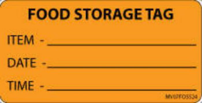 Label Paper Removable Food Storage Tag, 1" Core, 2 15/16" x 1", 1/2", Fl. Orange, 333 per Roll