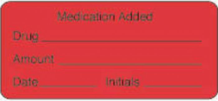 Label Paper Permanent Medication Added 2 1/4" x 7/8", Fl. Red, 1000 per Roll