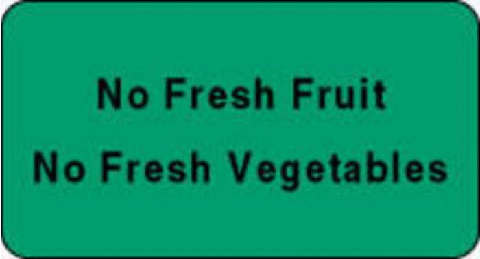 Label Paper Permanent No Fresh Fruit, 1 5/8" x 7/8", Dark Green, 1000 per Roll