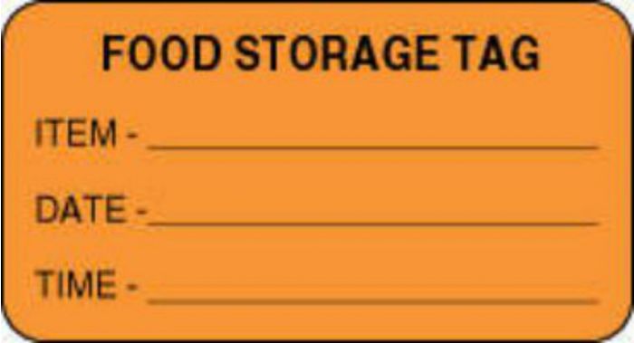 Label Paper Permanent Food Storage Tag  3"x1 5/8" Fl. Orange 1000 per Roll