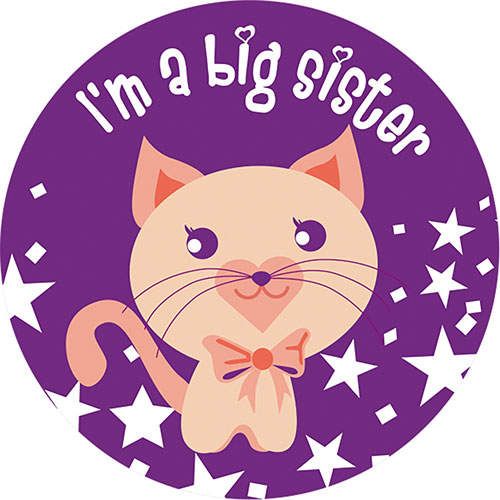 LABEL PEDIATRIC AWARD STICKER, PAPER, REMOVABLE, "I'M A BIG SISTER", PURPLE, 250 PER ROLL