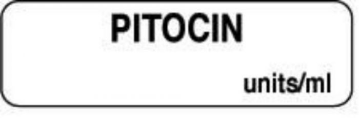 Anesthesia Label (Paper, Permanent) Pitocin Units/ml 1 1/4" x 3/8" White - 1000 per Roll