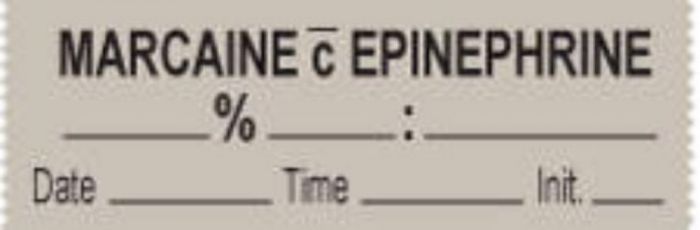 Anesthesia Tape with Date, Time & Initial (Removable) Marcaine C 1/2" x 500" - 333 Imprints - Gray - 500 Inches per Roll