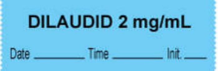 Anesthesia Tape with Date, Time & Initial (Removable) "Dilaudid 2 mg/ml" 1/2" x 500" Blue - 333 Imprints - 500 Inches per Roll